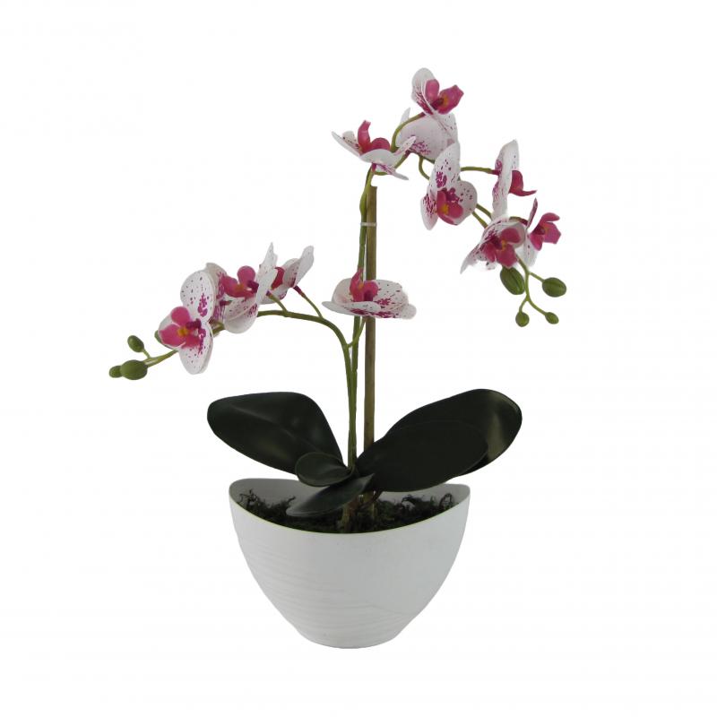 Sztuczne storczyki x2 w doniczce 40cm cętki różowe (5 szt.)